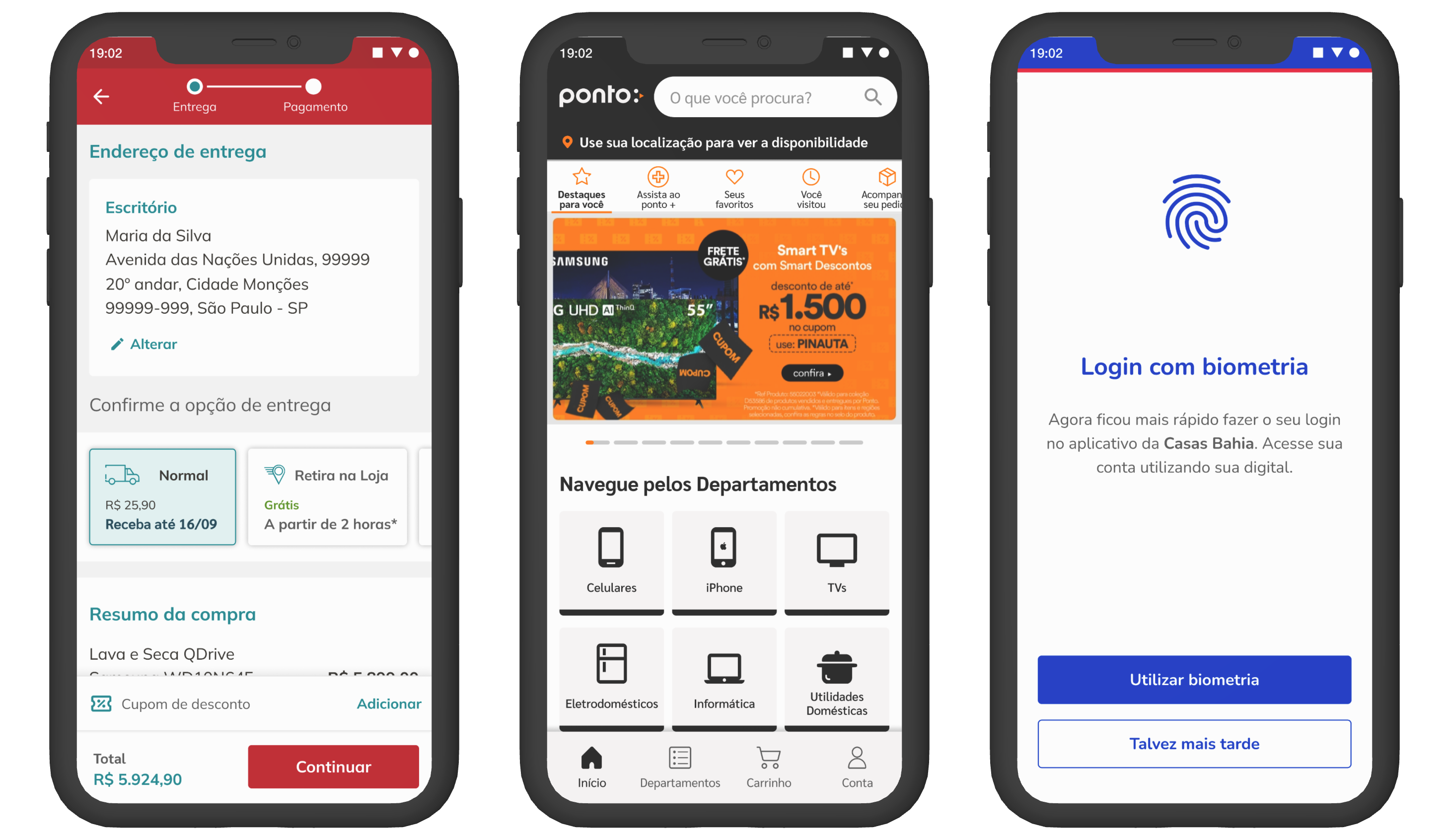 Three Via marketplace mobile app screens shown side by side